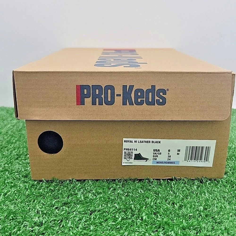 Pro Keds Royale Hi Shoes Men's 6 Medium High‎ Top Black Leather Sneakers w/ Box